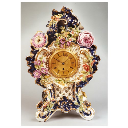 VICTORIAN ANTIQUE PORCELAIN CLOCK BY ADAM THOMSON OF BOND STREET LONDON